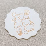 "Cheers, cin cin, santé, salud white disposable coasters / Customizable color - Set of 20" - Wedding Coasters in white by Maria Ferrer G.