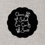 "Cheers, cin cin, santé, salud black disposable coasters / Customizable color - Set of 20" - Wedding Coasters in white by Maria Ferrer G.