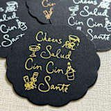 "Cheers, cin cin, santé, salud black disposable coasters / Customizable color - Set of 20" - Wedding Coasters in white by Maria Ferrer G.