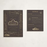 "Gilded NYC" - Mitzvah Direction Cards in Beetle by Teju Reval - With Invitation