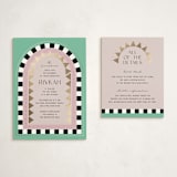 "Hollywood Deco" - Mitzvah Direction Cards in Aqua by Becky Nimoy - With Invitation