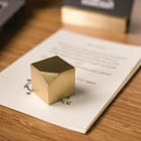 "Brass Cube Paper Weight" - Decorative Object in brass by Roarcraft