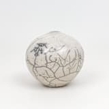 "Raku-fired White Crackle Vessel / 026" - Decorative Object in white by Emily Cheung Ceramics