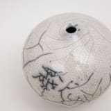 "Raku-fired White Crackle Vessel / 026" - Decorative Object in white by Emily Cheung Ceramics