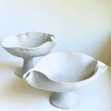 "Hand Sculpted Pedestal Bowl no. 2" - Decorative Object in white by Cloude Made