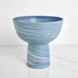 "Pedestal Bowl - Indigo" - Decorative Object in blue by Tina Huang