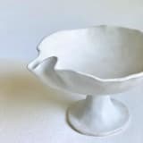 "Hand Sculpted Pedestal Bowl no.1" - Decorative Object in white by Cloude Made