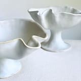 "Hand Sculpted Pedestal Bowl no.1" - Decorative Object in white by Cloude Made