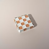 "Glass Tile Decorative Cube in Caramel Macchiato" - Decorative Object in orange by Subtle Art Studios