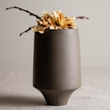 "Dark Walnut Porcelain Footed Vessel" - Decorative Object in brown by Lisa Fleming