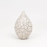 "Raku-fired White Crackle Vessel / 024" - Decorative Object in white by Emily Cheung Ceramics