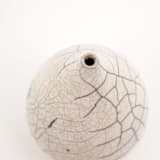 "Raku-fired White Crackle Vessel / 024" - Decorative Object in white by Emily Cheung Ceramics