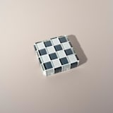 "Glass Tile Cube in Stone Wall" - Decorative Object in gray by Subtle Art Studios