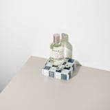 "Glass Tile Cube in Stone Wall" - Decorative Object in gray by Subtle Art Studios