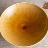 "Butterscotch Glazed Pedestal Vessel" - Decorative Object in yellow by Lisa Fleming
