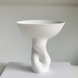 "Sculptural Pedestal Bowl" - Decorative Object in white by Cloude Made