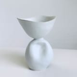 "Sculptural Pedestal Bowl" - Decorative Object in white by Cloude Made