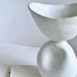 "Sculptural Pedestal Bowl" - Decorative Object in white by Cloude Made