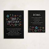 "Neon Vibes" - Mitzvah Direction Cards in Candy by Brandy Folse - With Invitation
