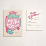 "Las Vegas" - Mitzvah Direction Cards in Cotton Candy by Claudia Orengo - With Invitation