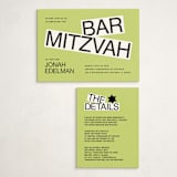 "Decal" - Mitzvah Direction Cards in Lime by Inkblot Design - With Invitation