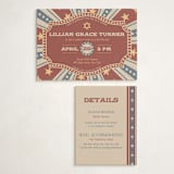 "Vintage Circus" - Mitzvah Direction Cards in Brick by Amanda Stuff - With Invitation