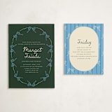 "Oval Bow Wreath" - Mitzvah Direction Cards in Forest by Aviva Atri - With Invitation