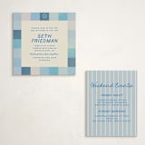 "Checkered Mitzvah" - Mitzvah Direction Cards in Sky by Creo Study - With Invitation