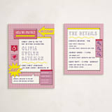 "Bitmap" - Mitzvah Direction Cards in Strawberry by Jennifer Lew - With Invitation