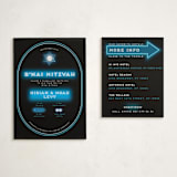 "Neon Glow - B’nai / Bat / Bar Mitzvah Invitation" - Mitzvah Direction Cards in Lagoon by Anne Retter - SchoepfergeistArt - With Invitation