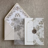"Venetian floral hazelnut liner for A7 euro flap envelope | pack of 10" - Envelope Liners in brown by Ivory Invitations
