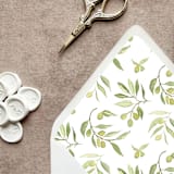 "Italy Olive Branches Envelope Liner | Set of 10 | For 5x7” Invitations" - Envelope Liners in green by Cotton and Bow