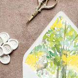 "Green and Yellow Watercolor Euroflap Envelope Liner | Set of 10 | For 5x7” invitations " - Envelope Liners in yellow by Cotton and Bow