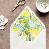 "Green and Yellow Watercolor Euroflap Envelope Liner | Set of 10 | For 5x7” invitations " - Envelope Liners in yellow by Cotton and Bow