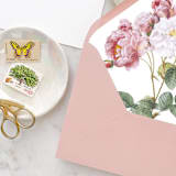 "A7 Envelope Liners Pink Fluffy Roses (set of 10)" - Envelope Liners in pink by Design by Laney