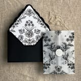 "Venetian floral black liner for A7 euro flap envelope | pack of 10" - Envelope Liners in black by Ivory Invitations