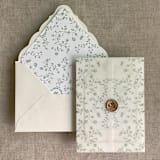 "Sage dainty floral vellum wrap for 5x7 card + liner for A7 euro envelope" - Envelope Liners in green by Ivory Invitations