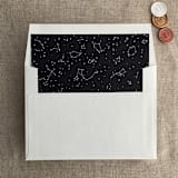 "white ink print Stella Celestial printed black envelope liner for A7 square flap envelope" - Envelope Liners in black by Ivory Invitations