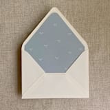 "Steel blue baby ribbon bows envelope liner for A7 euro flap envelope | pack of 10" - Envelope Liners in blue by Ivory Invitations