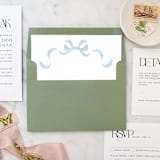"A7 Envelope Liners Blue Bow Square Flap (set of 10)" - Envelope Liners in blue by Design by Laney