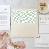 "A7 Envelope Liners Sage Green Warped Checkerboard Square Flap (set of 10)" - Envelope Liners in green by Design by Laney