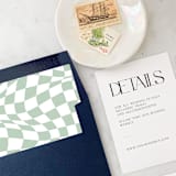 "A7 Envelope Liners Sage Green Warped Checkerboard Square Flap (set of 10)" - Envelope Liners in green by Design by Laney