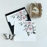 "Dusty Rose Floral Envelope Liner | Set of 10" - Envelope Liners in pink by Eva Friesen