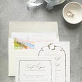 "Beach Watercolor Square Envelope Liner | Set of 10 | For 5x7” invitations " - Envelope Liners in multicolor by Cotton and Bow