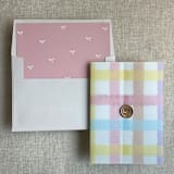 "Old rose baby ribbon bows envelope liner for A7 square flap envelope | pack of 10" - Envelope Liners in pink by Ivory Invitations