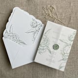 "Sage grand peony vintage floral envelope liner for A7 euro flap envelope | pack of 10" - Envelope Liners in green by Ivory Invitations
