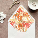 "Fall Foliage Watercolor Euroflap Envelope Liner | Set of 10 | For 5x7” invitations " - Envelope Liners in orange by Cotton and Bow