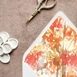 "Fall Foliage Watercolor Euroflap Envelope Liner | Set of 10 | For 5x7” invitations " - Envelope Liners in orange by Cotton and Bow