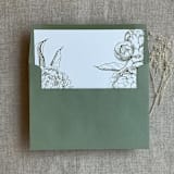 "Moss grand peony floral envelope liner for A7 square flap envelope | pack of 10" - Envelope Liners in green by Ivory Invitations