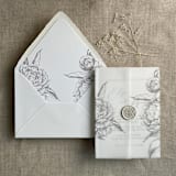 "Slate gray grand peony floral envelope liner for A7 euro flap envelope | pack of 10" - Envelope Liners in gray by Ivory Invitations